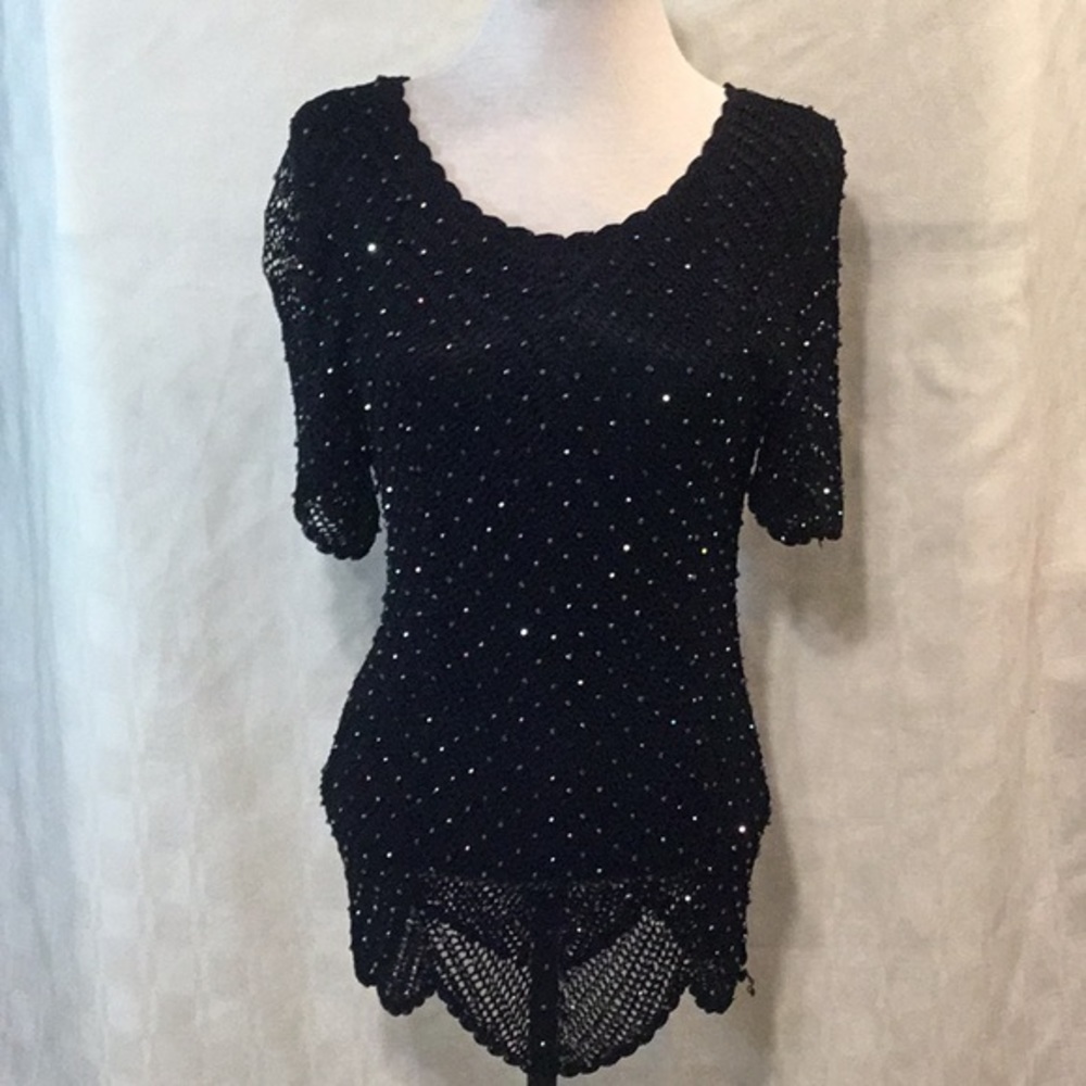 Sophie Chang Studio Black Beaded Top